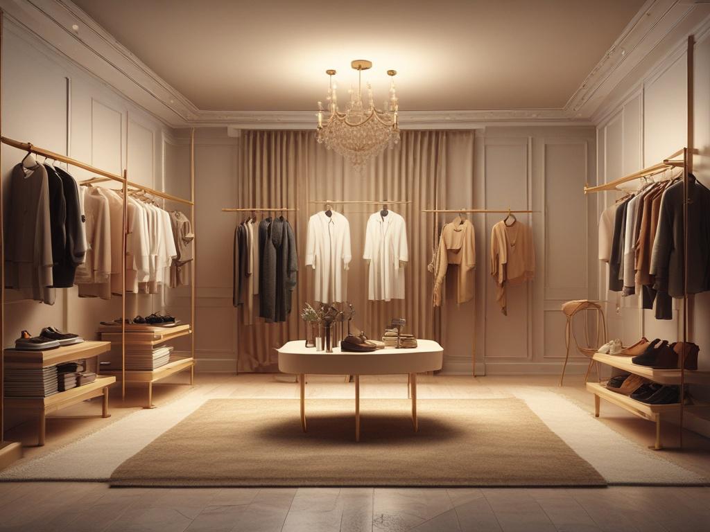 Create a realistic high resolution of a cozy boutique interior