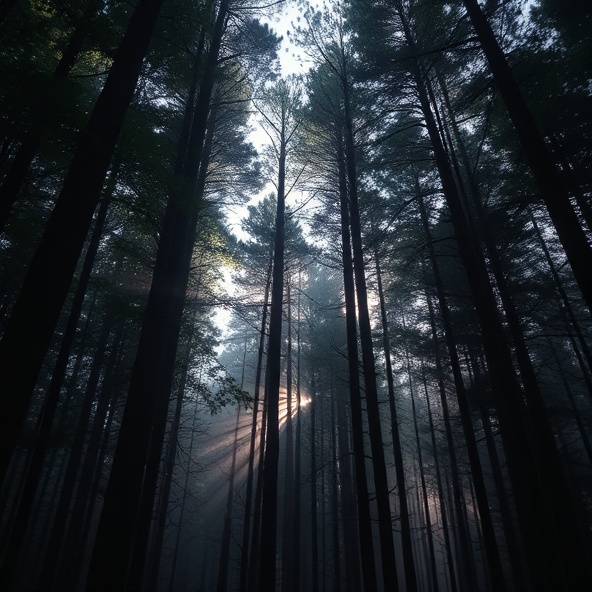 Mysterious forest interior