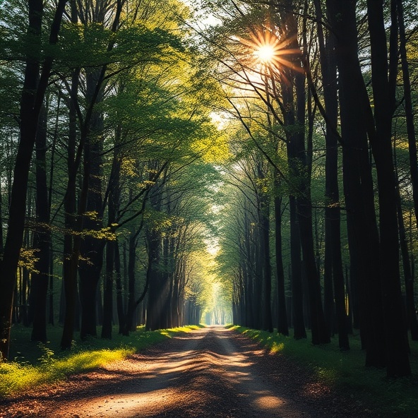 Sunlit forest path