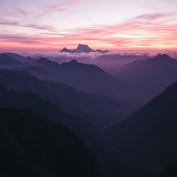 Dramatic mountain landscape at sunset