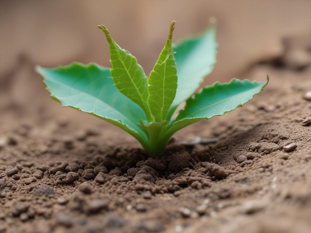 A close up of a single vibrant green plant growing