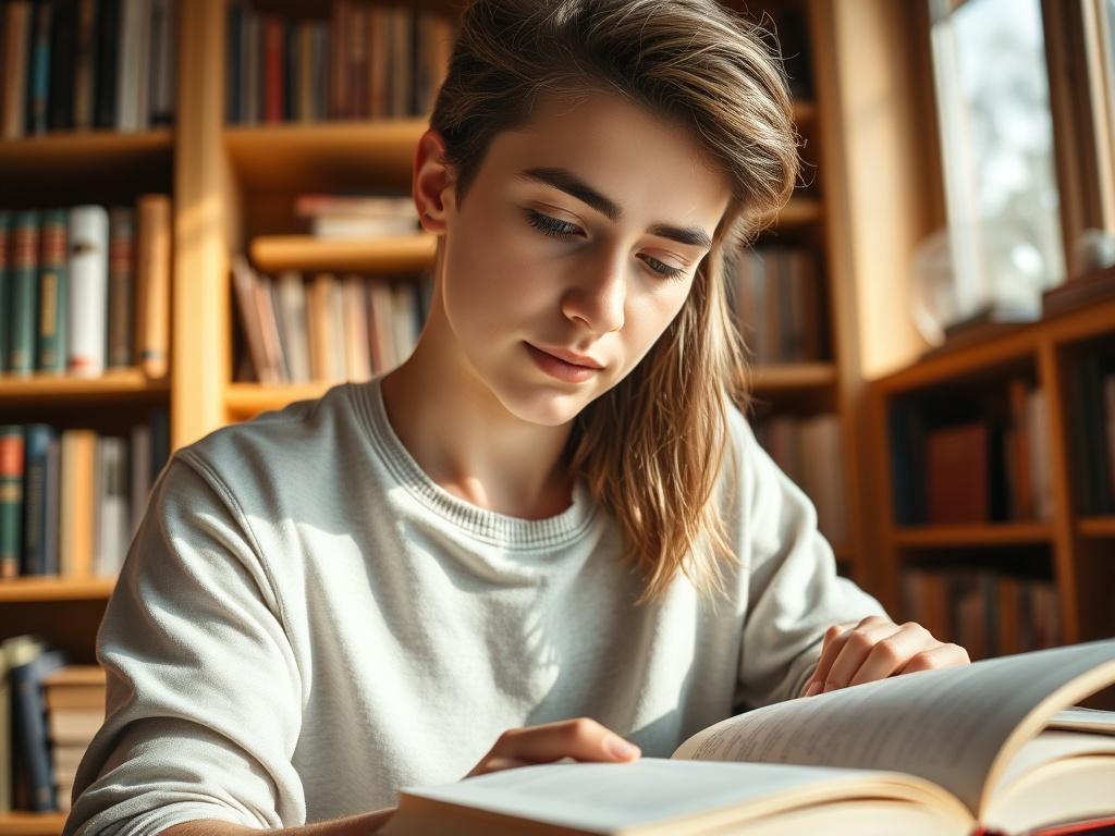 A serene close up of a student studying with an