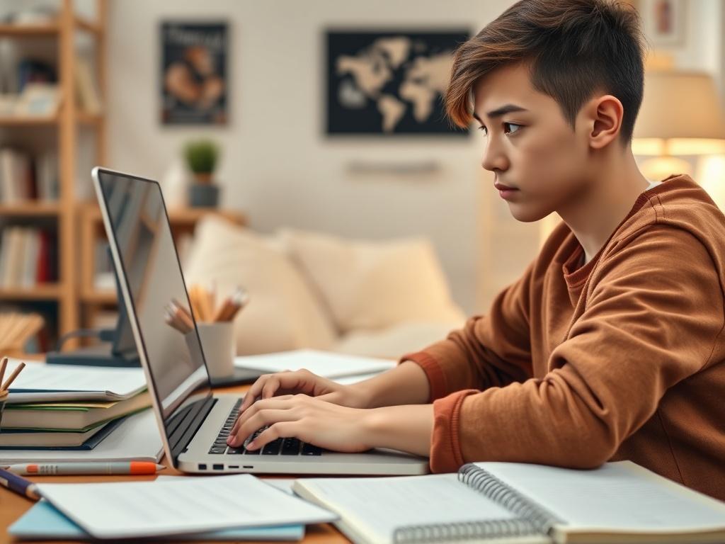 A close up shot of a student participating in an