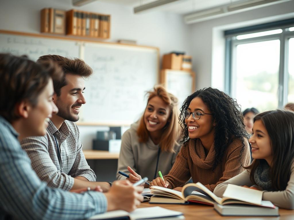 A close up shot of an inspiring classroom setting with