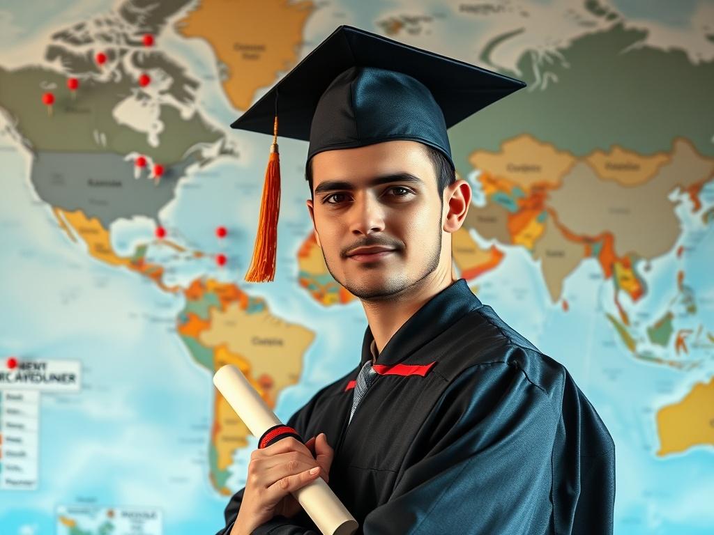A close up of a confident graduate in a cap