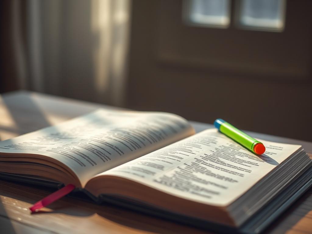 A close up image of an open Bible with notes