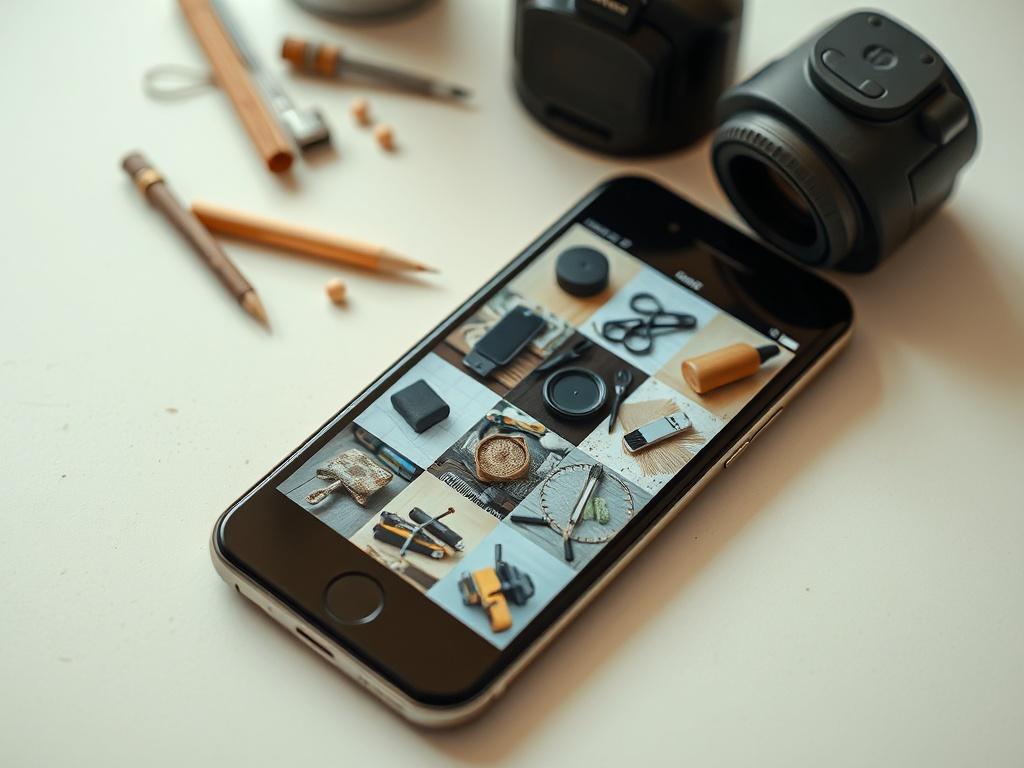 A close up shot of a smartphone displaying pictures of