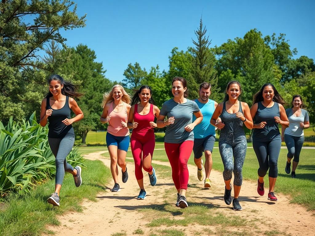 A diverse group of people participating in a run walk