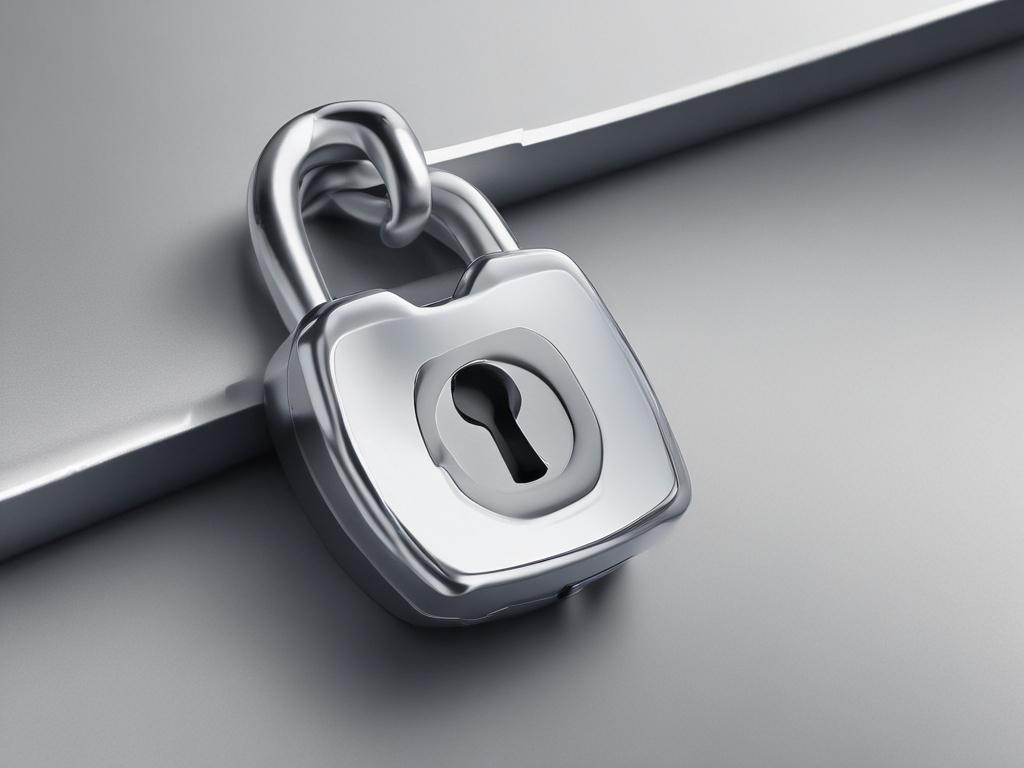 A close-up shot of a secure lock symbolizing data protection, rendered in hyper-realistic detail. The lock should be set against a blurred background of digital data streams, emphasizing security and technology. Shot with a 45mm f/1.2 lens style, the focus should be on the lock to convey safety and trust.