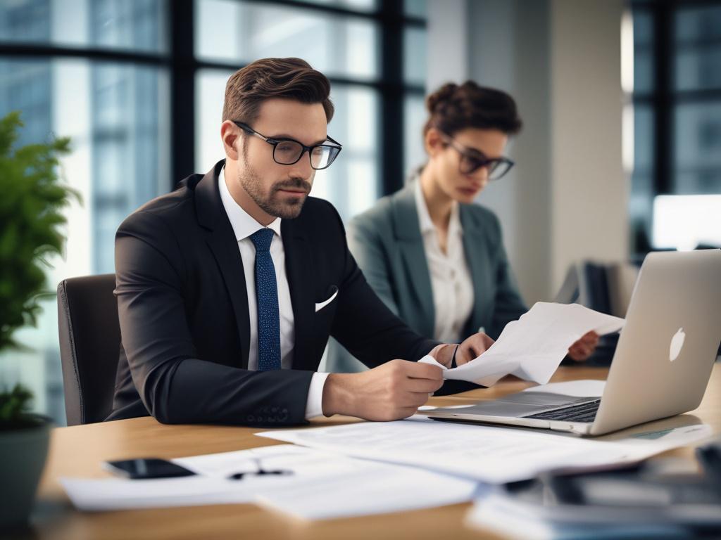 A close up shot of a confident investor reviewing financial