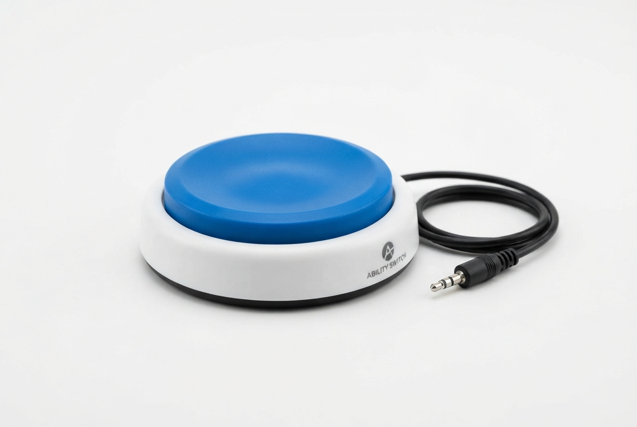 Adaptive switch control device - small electronic button for hands-free or one-handed operation for people with motor disabilities