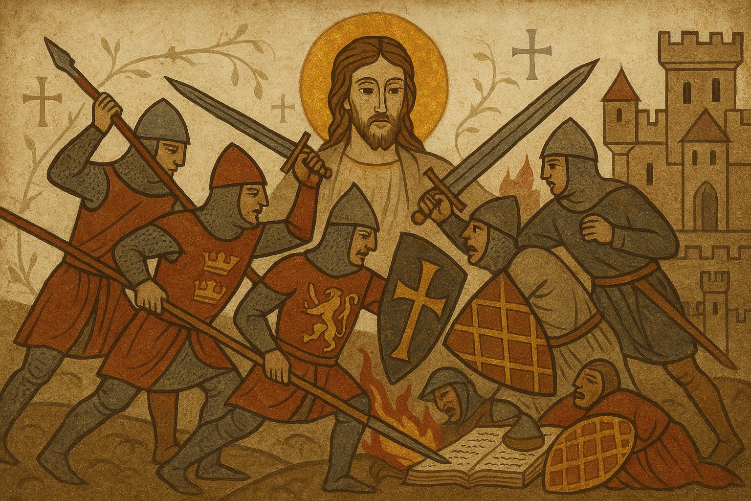 Medieval battle with sacred imagery Epic Medieval Battle: Unleashing Sacred Imagery in History