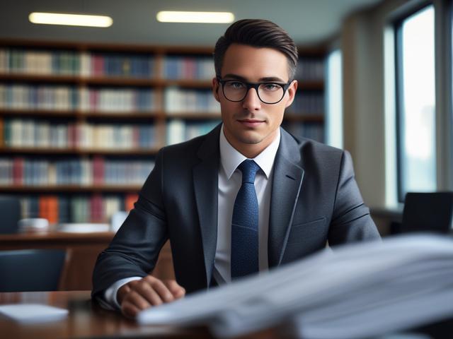 **Prompt for AI Image Generator:**

Create a realistic high-resolution photograph featuring an individual, a labor lawyer in a professional office setting, who is engaged in an intense discussion with a client regarding federal employment violations. The lawyer should be a middle-aged man or woman, dressed in formal attire, sitting at a polished wooden desk cluttered with important legal documents and a laptop. The expression on their face should reflect focus and dedication, emphasizing the seriousness of 