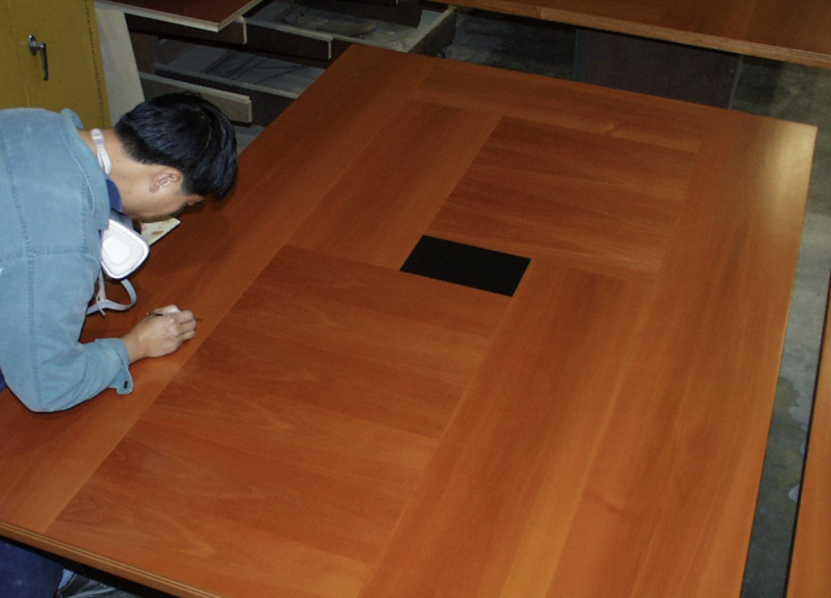 Pearwood veneer dining table