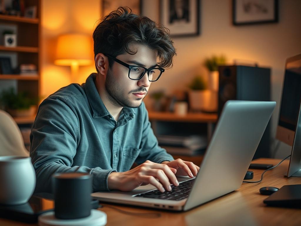 A close up shot of a person using a laptop