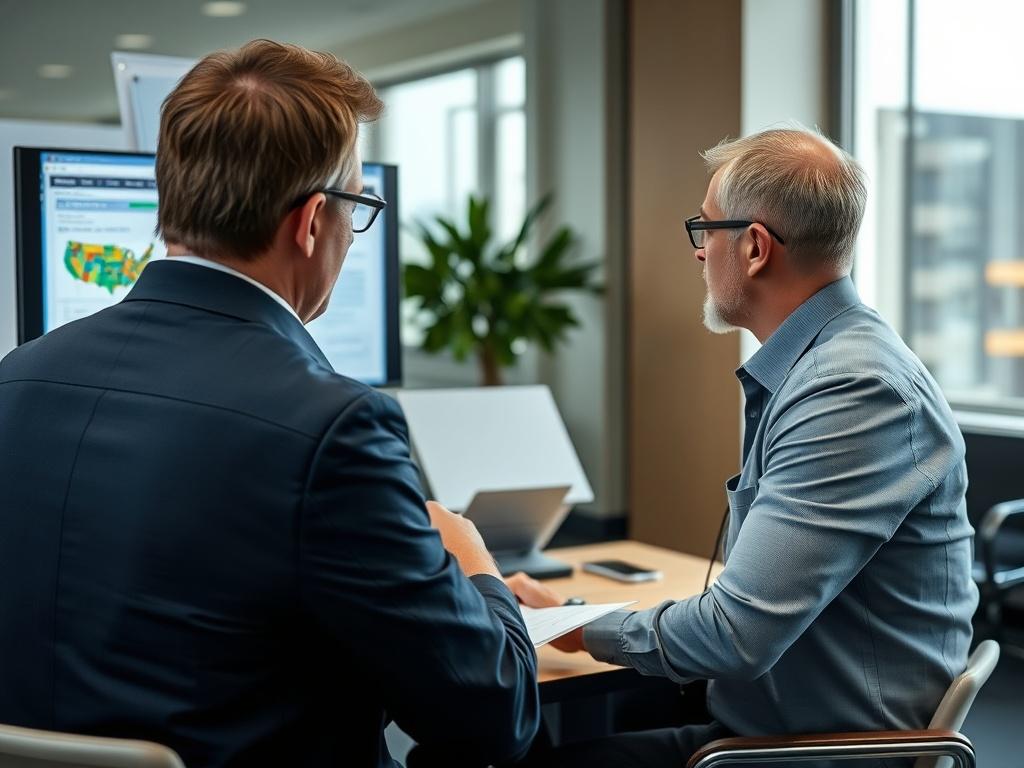 A professional consultation scene where a consultant is guiding a