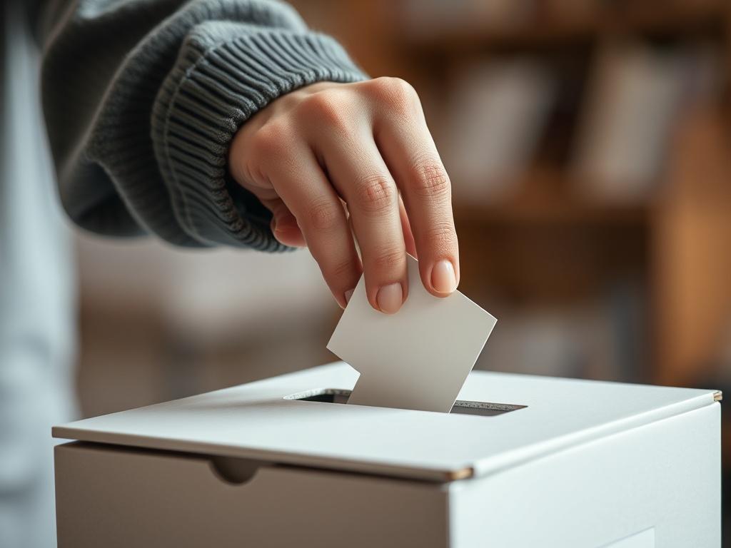 A close-up image of a hand placing a donation into a collection box, symbolizing hope and generosity. The background should be softly blurred to keep the focus on the hand and the box, capturing the essence of giving.