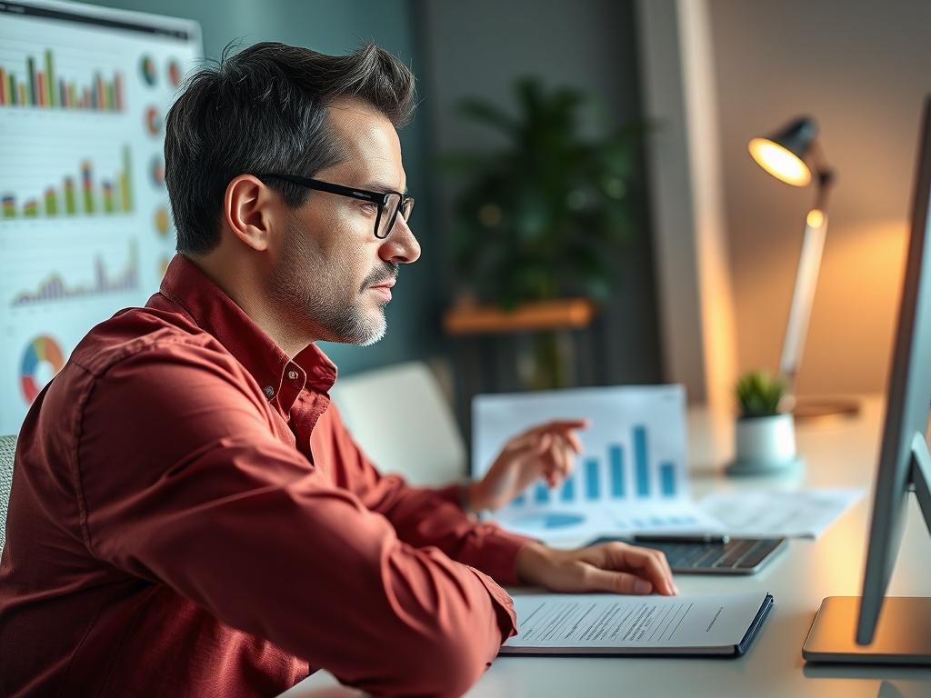 A close up shot of an analyst reviewing risk assessment