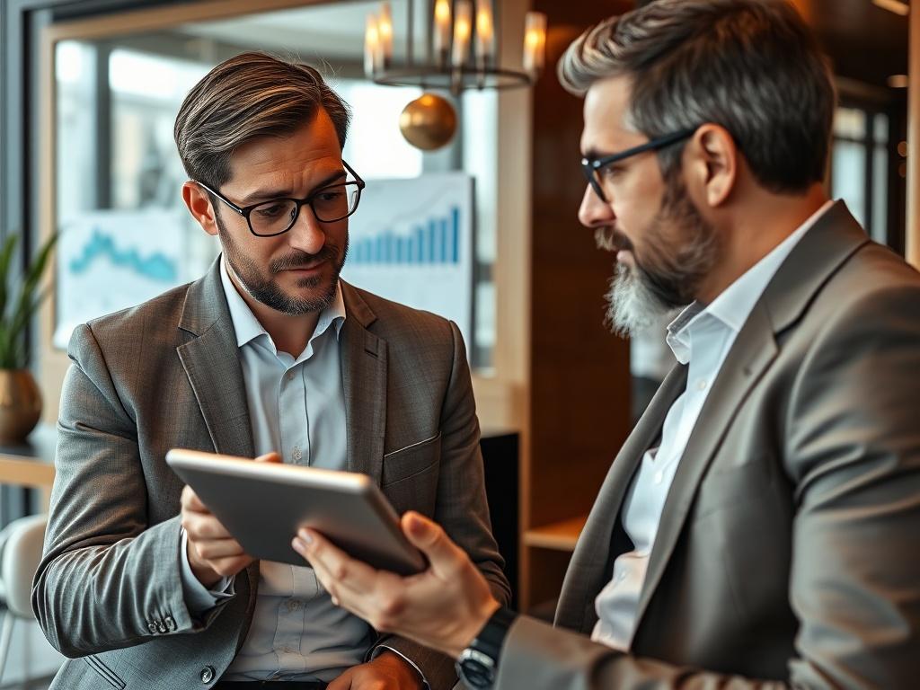 A close up shot of a financial advisor discussing wealth