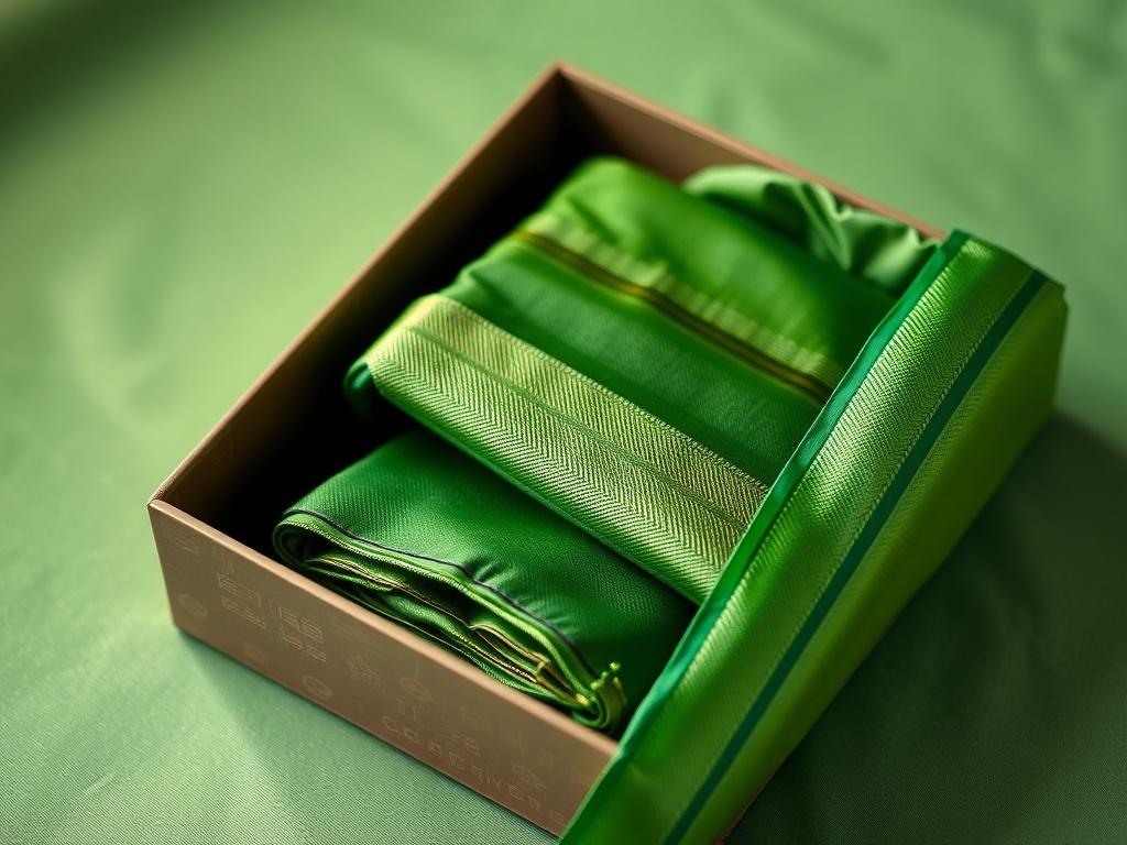 A close up image of a neatly box folded saree,