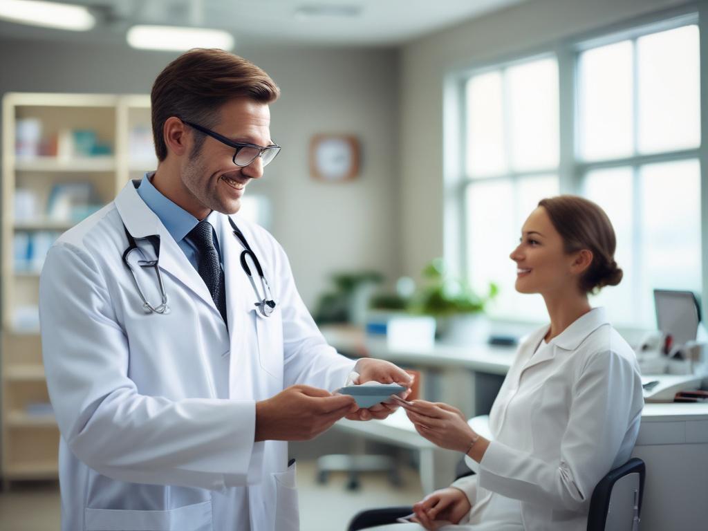 A close up shot of a doctor and a patient
