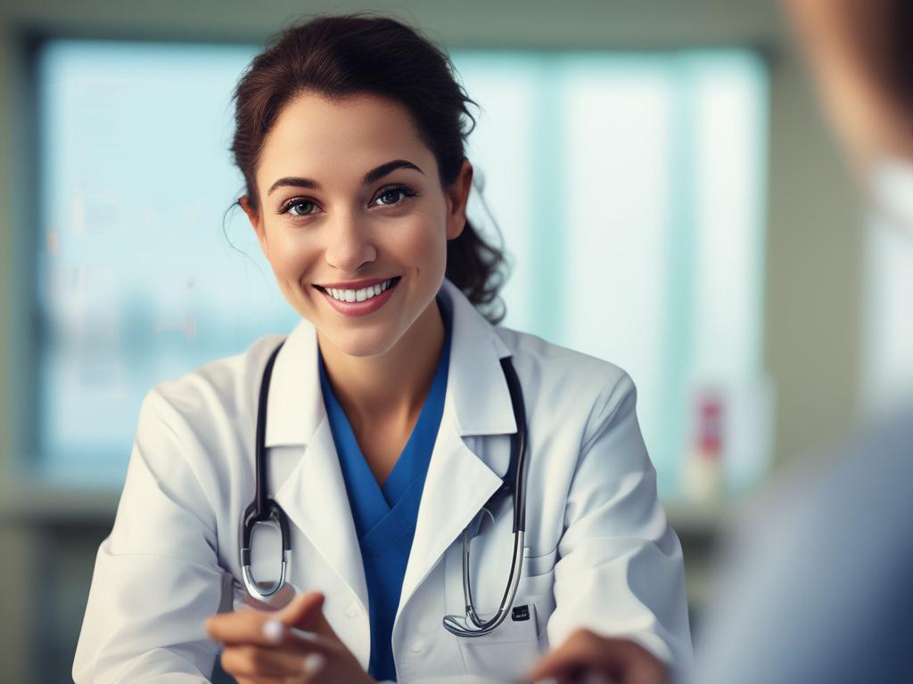A close up shot of a friendly healthcare professional discussing