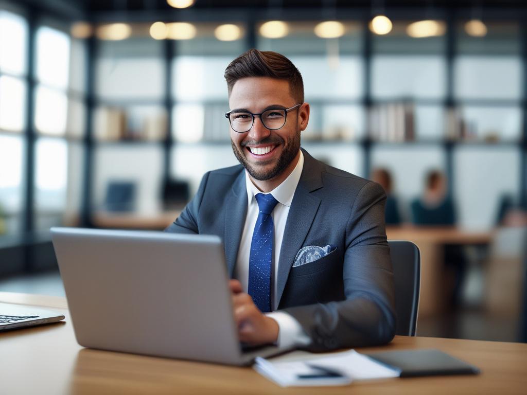 A close up shot of a confident business professional in