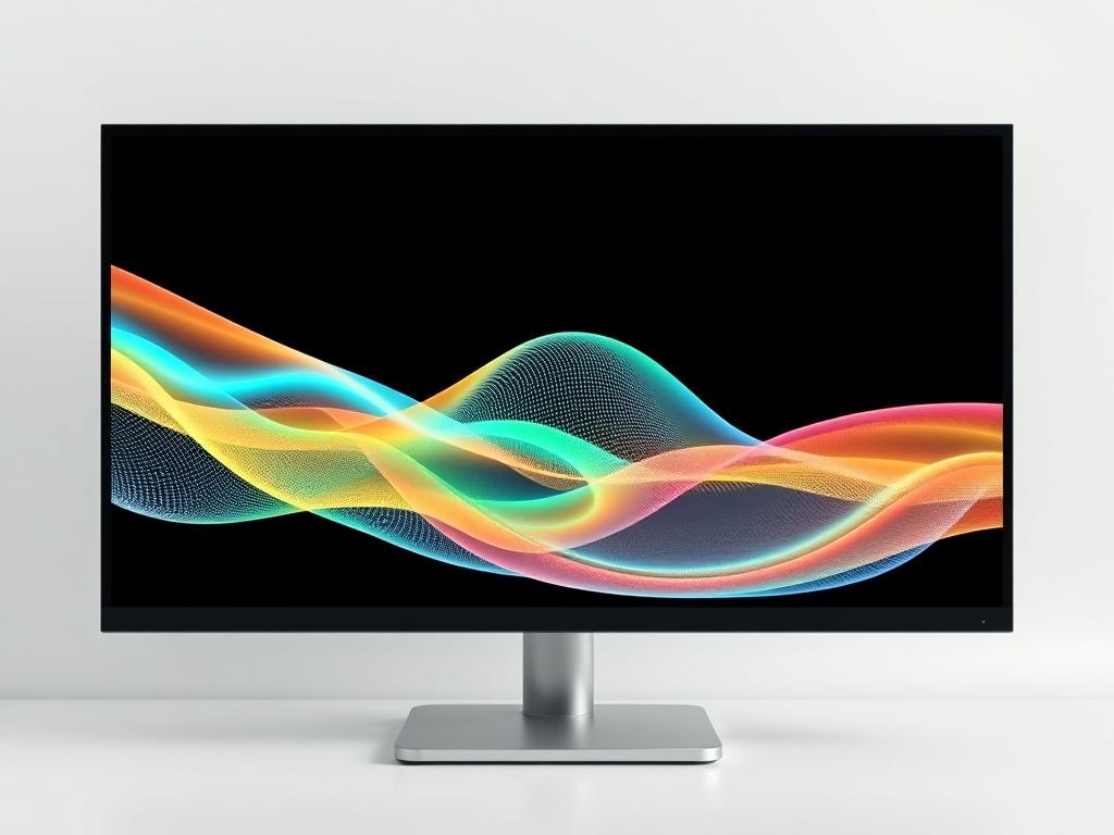 A realistic high-resolution image of a CFD simulation on a computer screen, showcasing fluid dynamics with vibrant flow lines and mesh patterns, minimalistic background with clean lines and subtle colors.