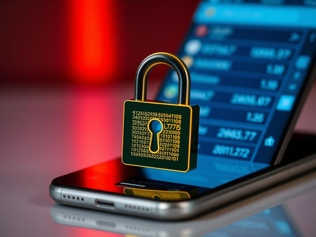 A close up shot of a digital lock symbol superimposed