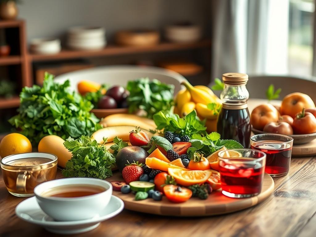 An inviting image of a vibrant, colorful detox meal spread