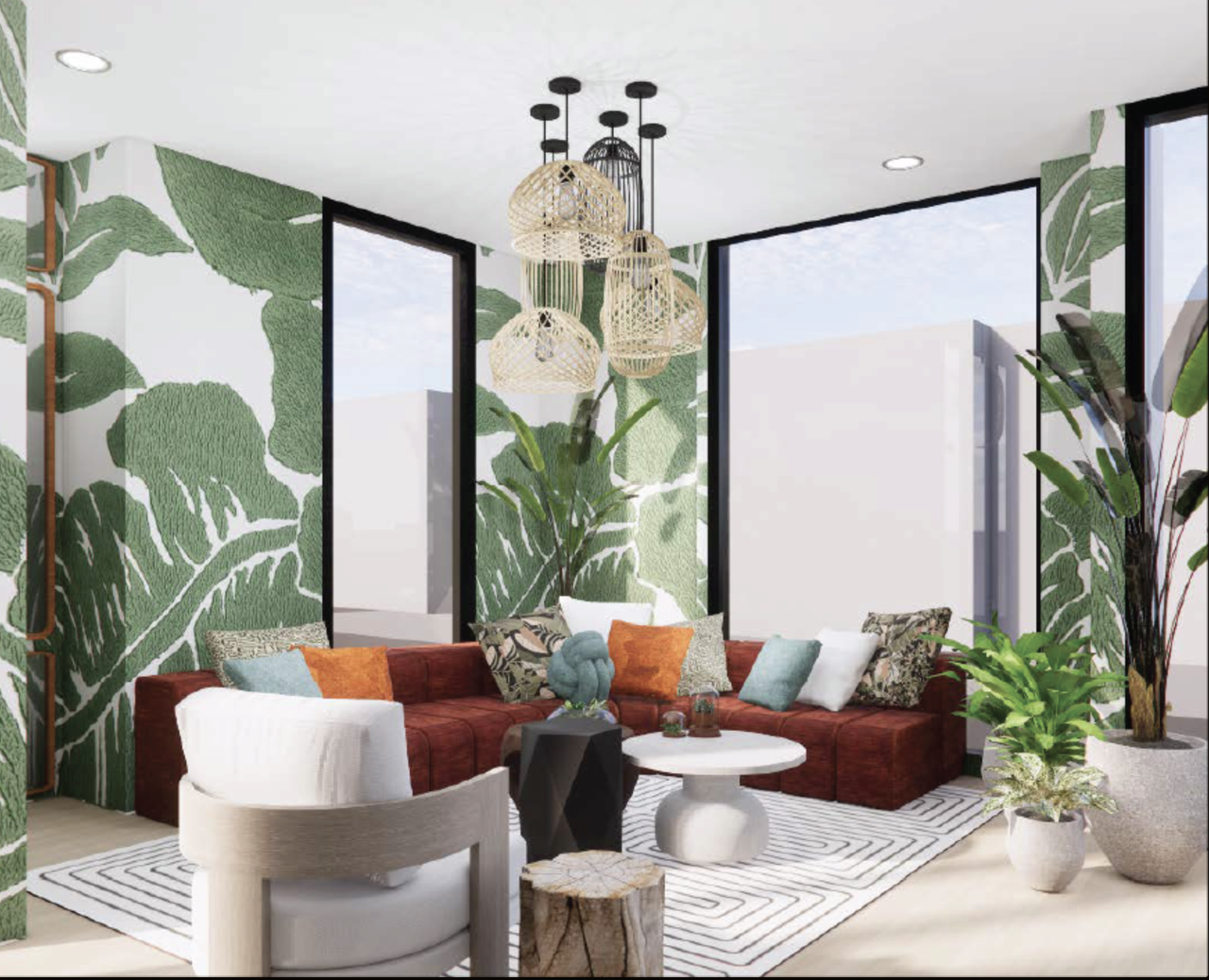 tropical wallpaper, waiting area, lobby , lounge, student housing.png