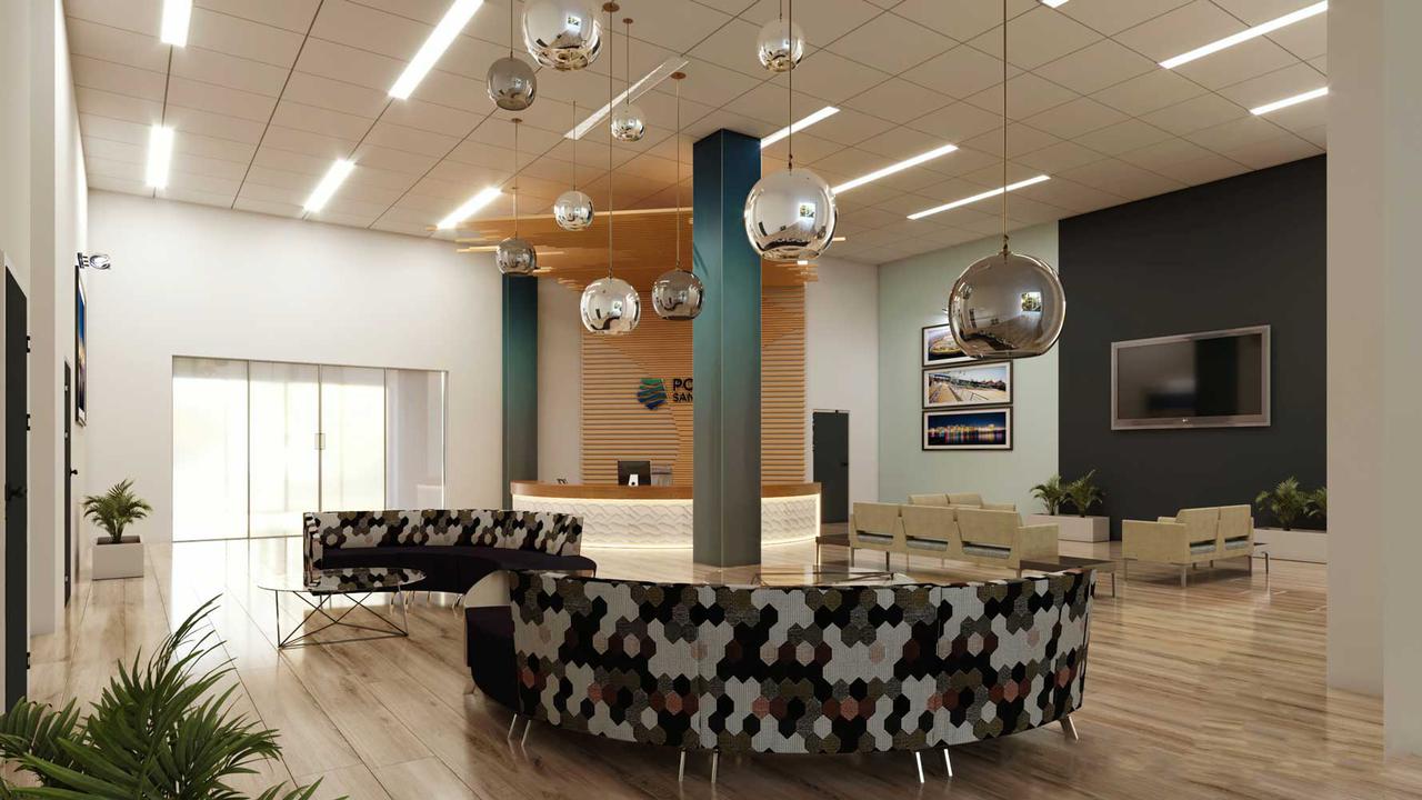 Lobby of modern building