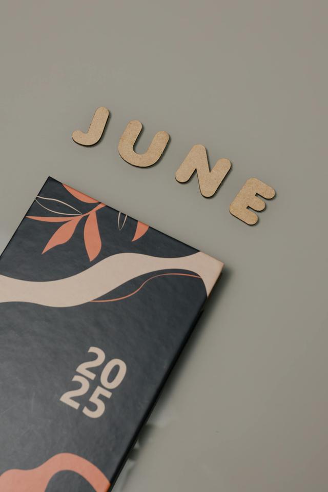 Stylish 2025 calendar with elegant floral and abstract design on gray background