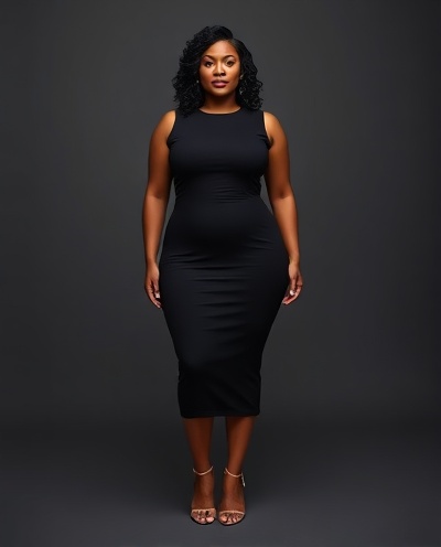 Black Bodycon Midi Dress