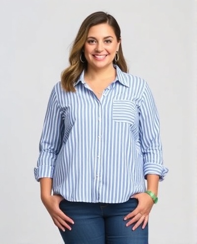 Striped Blue and White Blouse