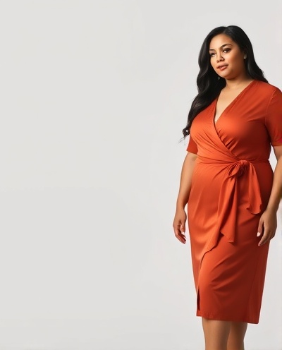 Rust Orange Wrap Dress