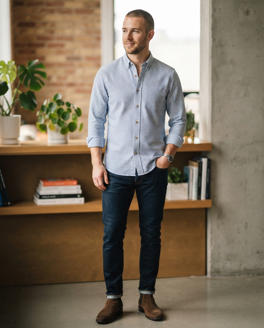Striped Button-Down Shirt