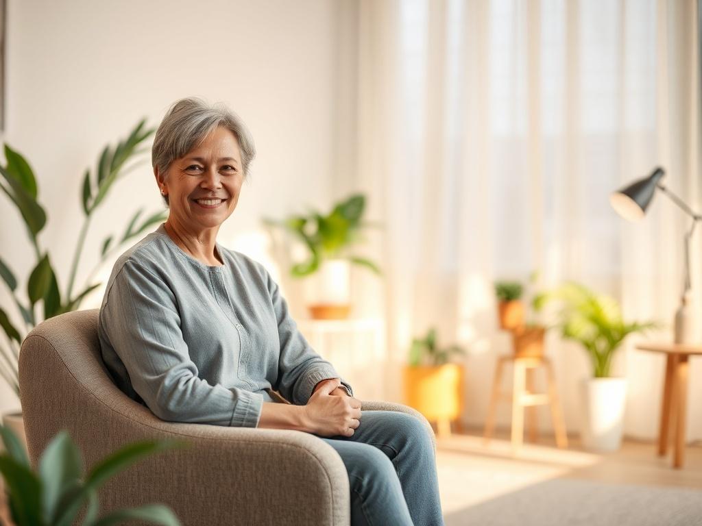 A calming and serene scene featuring a single counselor sitting