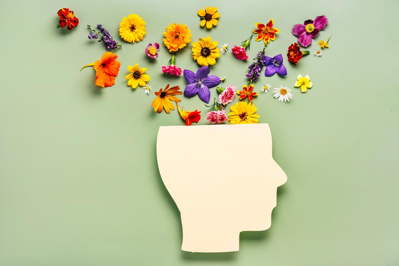 Mental health artwork with flowers