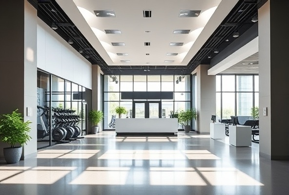 Modern gym reception and entrance