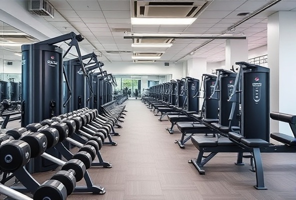 Weight training and gym equipment area