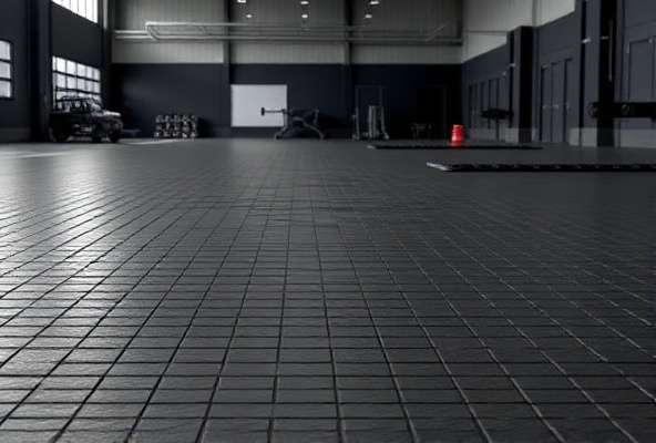 Heavy-duty rubber flooring in commercial gym