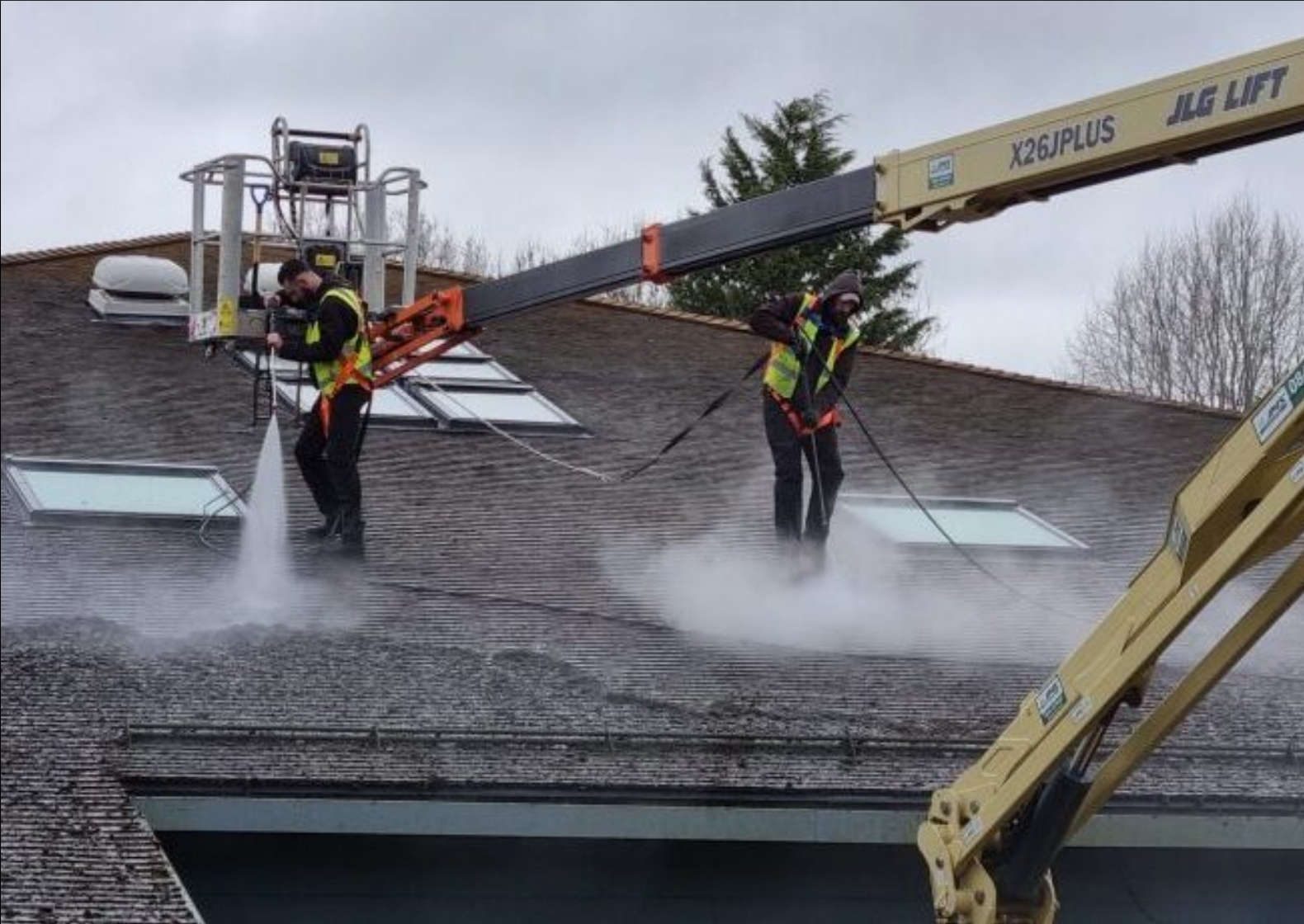 Professional roof and facade cleaning results