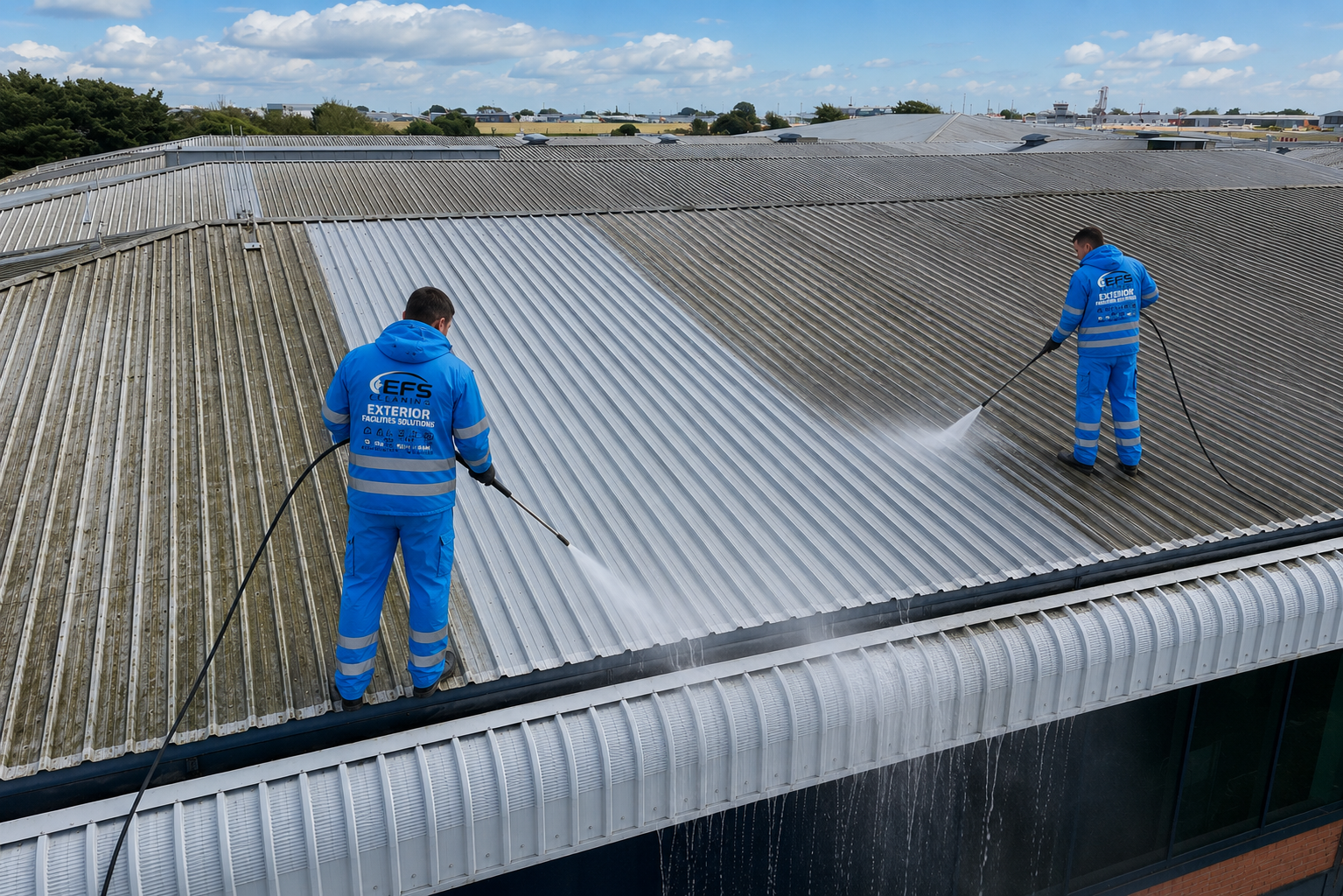 Commercial roof and facade cleaning