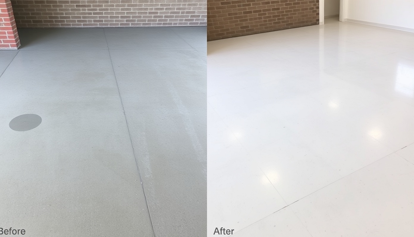Before and after floor preparation