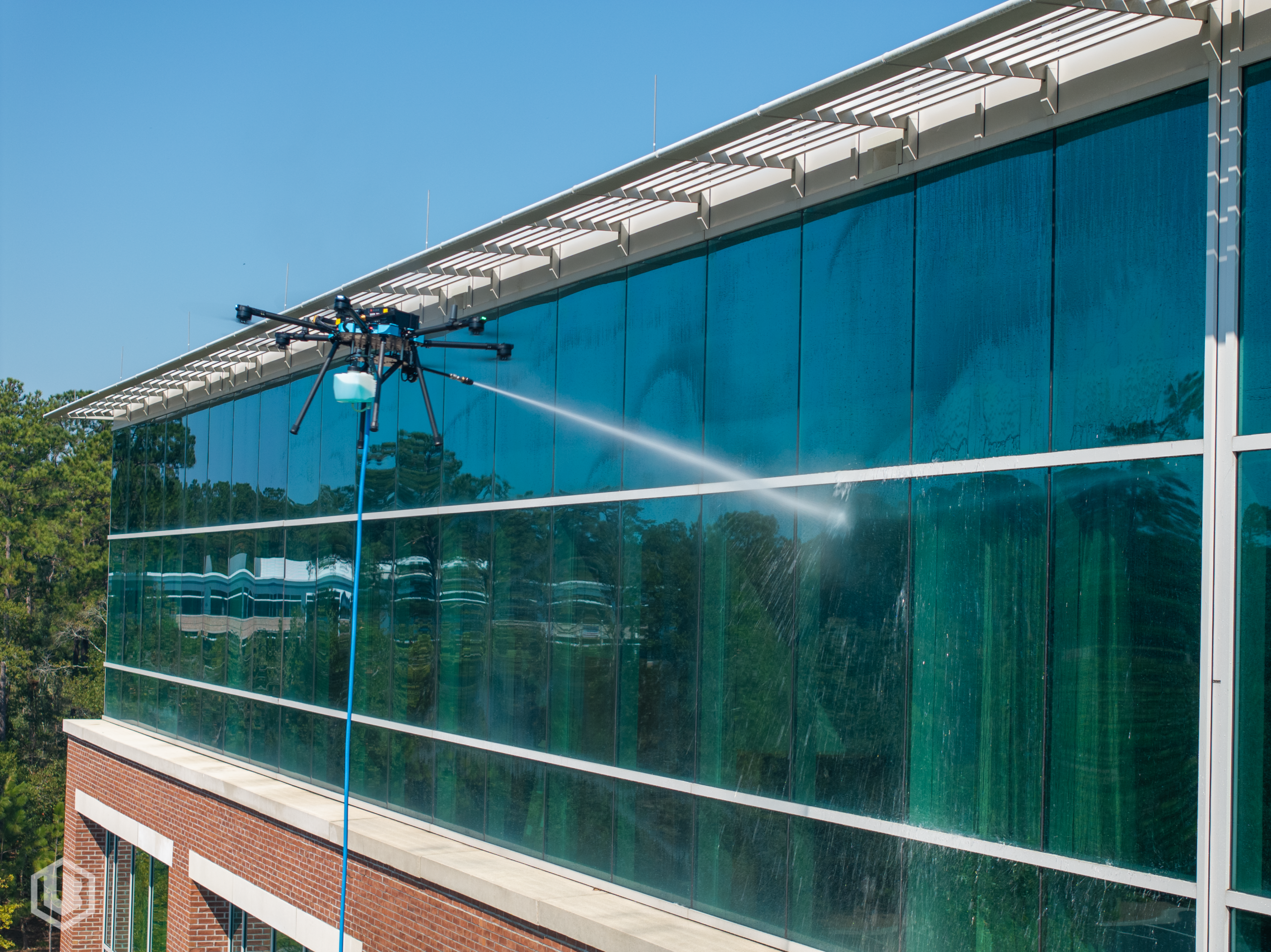 Advanced drone cleaning equipment in operation