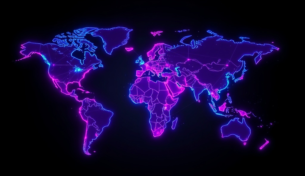 Global network visualization with interconnected nodes