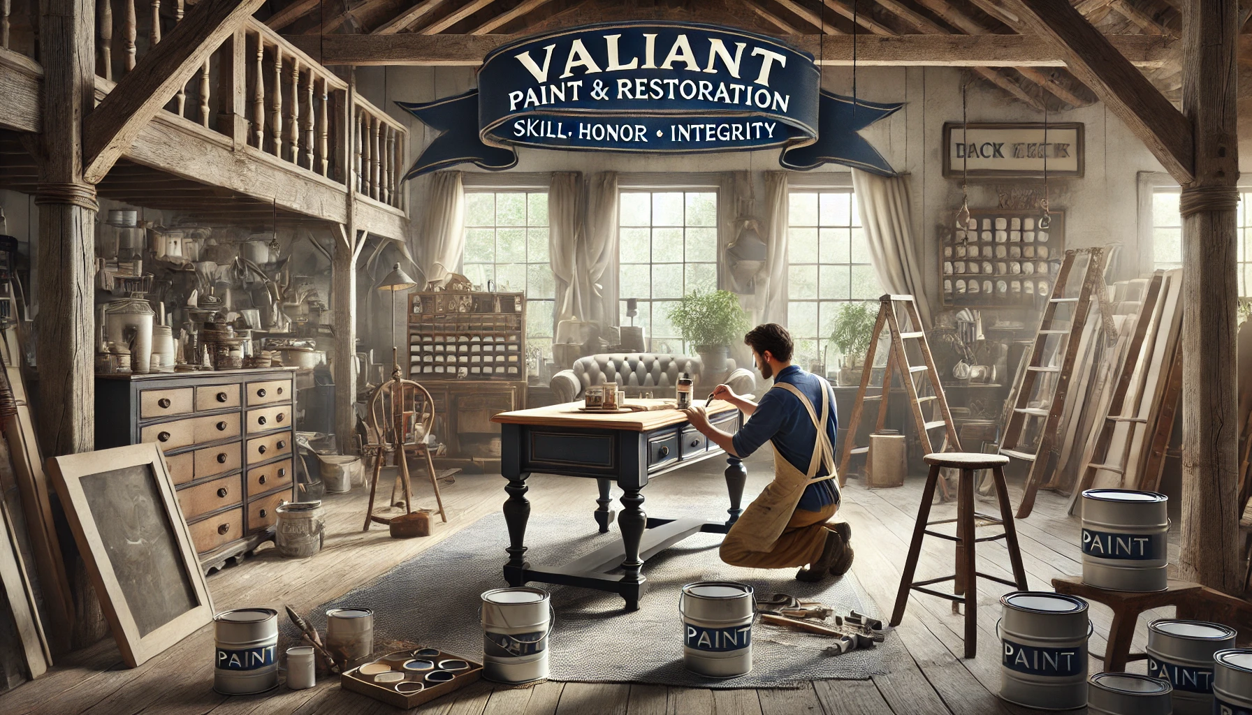 dall·e 2024-08-05 22.52.06 - a background image for a painting and restoration company named valiant paint & restoration. the image should convey the core values of skill, honor, .webp