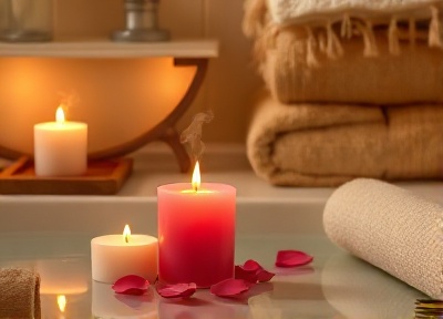 Spa ambiance with pink candles