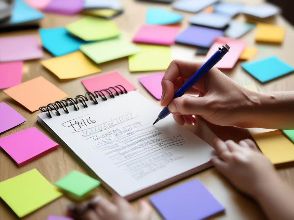 A close up shot of a person writing goals on
